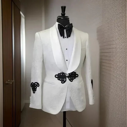 2 pçs ternos florais para homens baile de formatura com botões de árvore de natal casamento noivo smoking fino ajuste jaqueta com calças estilo africano 2025