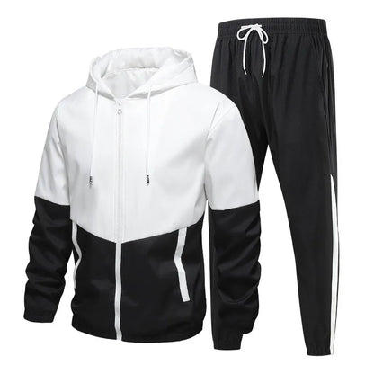 Spring and Autumn Men's Hooded Sports Leisure 2-piece Sets New Fashion Jacket and Pants Hip Hop Casual Running Sportswear Men
