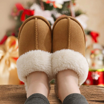 Chinelos de algodão evshine-luxuoso para mulheres, chinelo interior macio, espuma de memória confortável, sapato plano de pele ao ar livre, inverno
