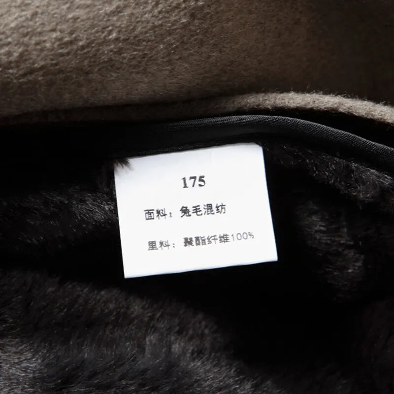 2024 inverno novo moletom com capuz masculino médio longo casaco de lã coelho pelúcia grosso quente casaco casual tecido high end 100% lã pura