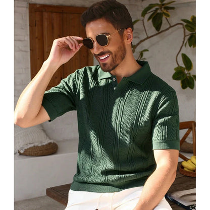 Camisas de Malha Masculinas Tamanho EUA, Camisas de Golfe Casuais com Stretch, Camisa Polo de Manga Curta, Top de Malha Masculino para Verão, Casual e para Festas