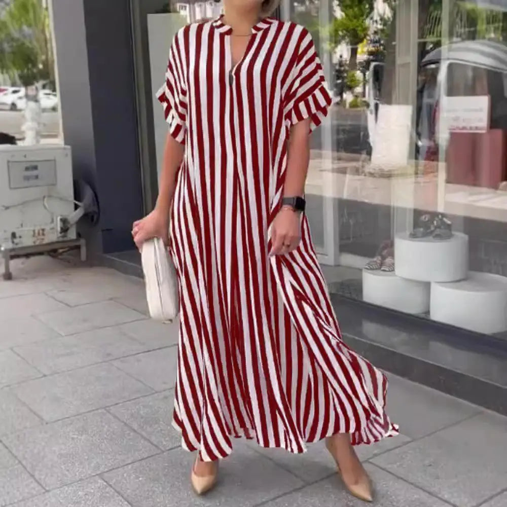 Cardigã Feminino Curto Listrado com Fenda Lateral, Cintura Solta, Manga Regular, Estilo Urbano, Moda Inverno, Vestido Feminino