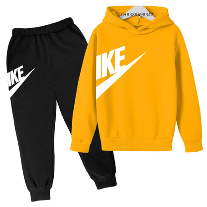 Conjunto de Moletom Estiloso para Crianças de 3 a 12 Anos, Casaco Esportivo de Manga Longa para Meninos e Meninas, Top + Calças