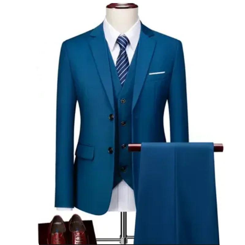2025 New Men's Business Casual Suit for Weddings Male Solid Colour Formal Suit Sets Men Prom Party Tuxedo Dress