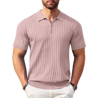 Camisa polo masculina casual de manga curta, luxo, moda verão, respirável, cor sólida, camisa de malha, camiseta masculina