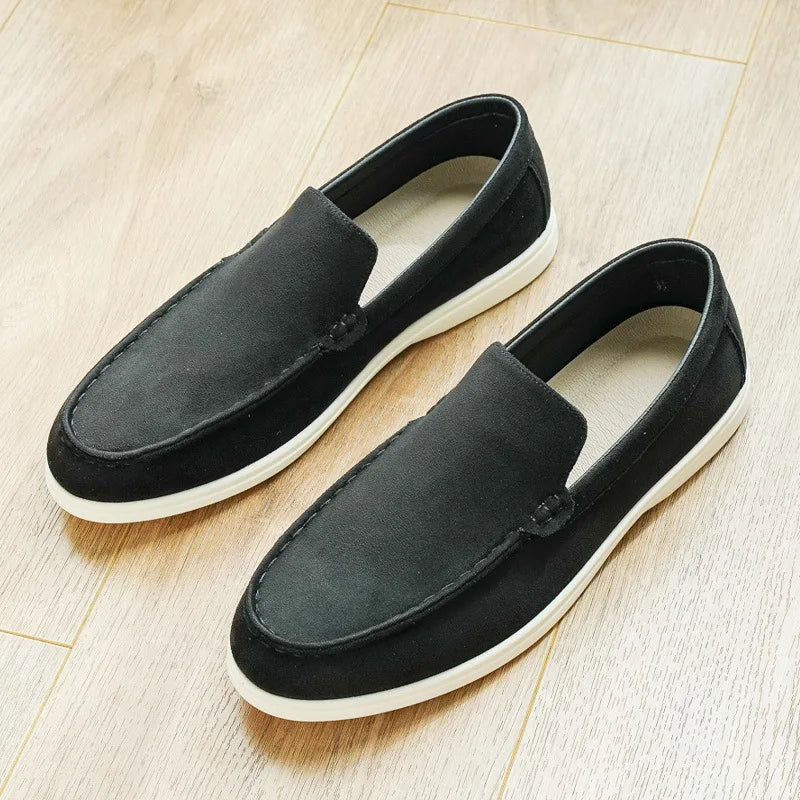 Mocassins Masculinos Confortáveis para Dirigir, Sapatos Slip-On de Couro Camurça Macio Antiderrapantes para Viagens Longas, Sapatos Casuais Masculinos para Caminhada