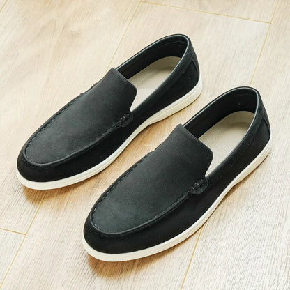 Mocassins Masculinos Confortáveis para Dirigir, Sapatos Slip-On de Couro Camurça Macio Antiderrapantes para Viagens Longas, Sapatos Casuais Masculinos para Caminhada