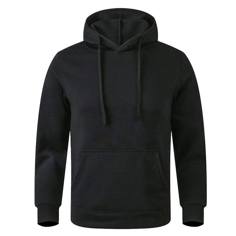 Moletom unissex quente, casual, cor sólida, estilo streetwear, com bolso, para esportes e fitness, disponível em várias cores.