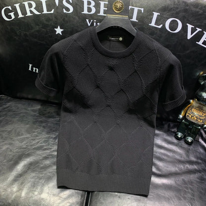 T-shirt de malha versátil, monocromática, manga curta, tops de negócios, roupas coreanas, tendência da moda, A96, novo verão, 2024