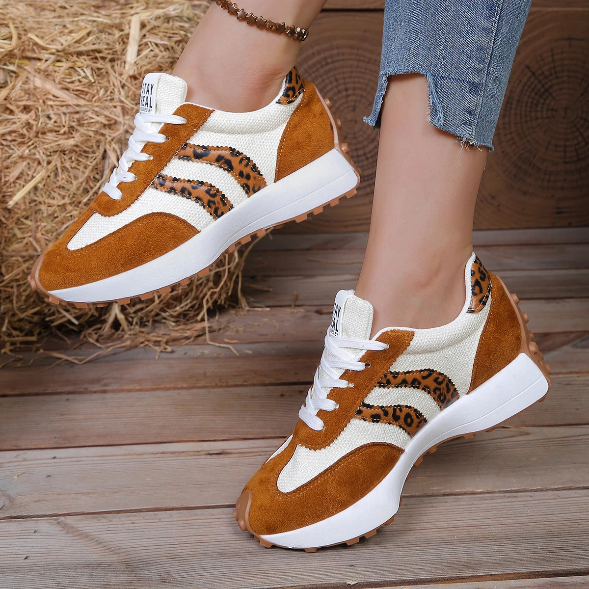 Tênis feminino casual da moda outono, com patchwork, confortável e respirável.