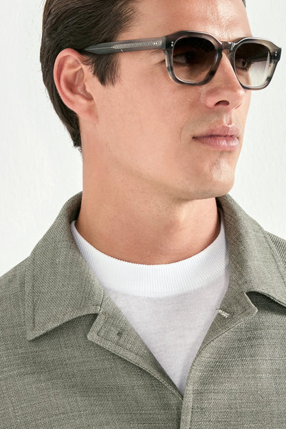 Sage linen blend bomber - Made in Italy