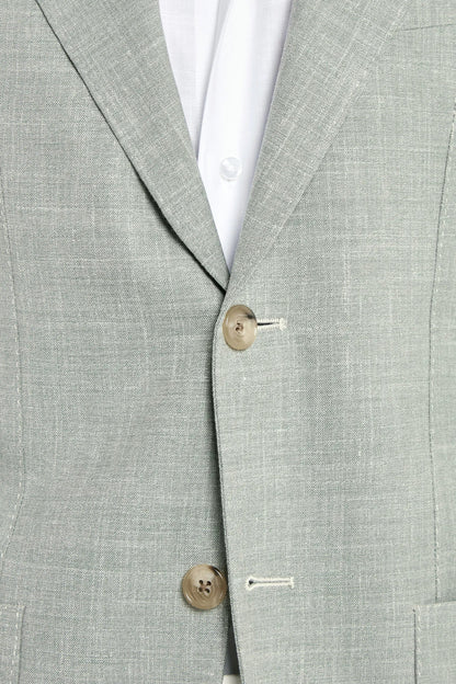 Sage wool silk and linen jacket - Made in Italy