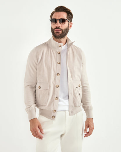 Sand knit & alcantara bomber - Made in Italy