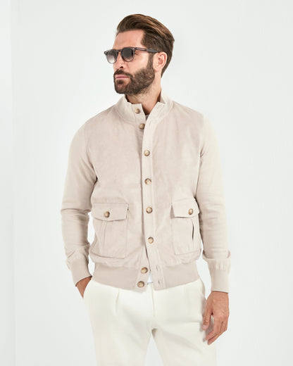 Sand knit & alcantara bomber - Made in Italy