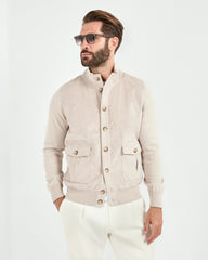 Sand knit & alcantara bomber - Made in Italy