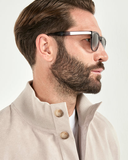 Sand knit & alcantara bomber - Made in Italy