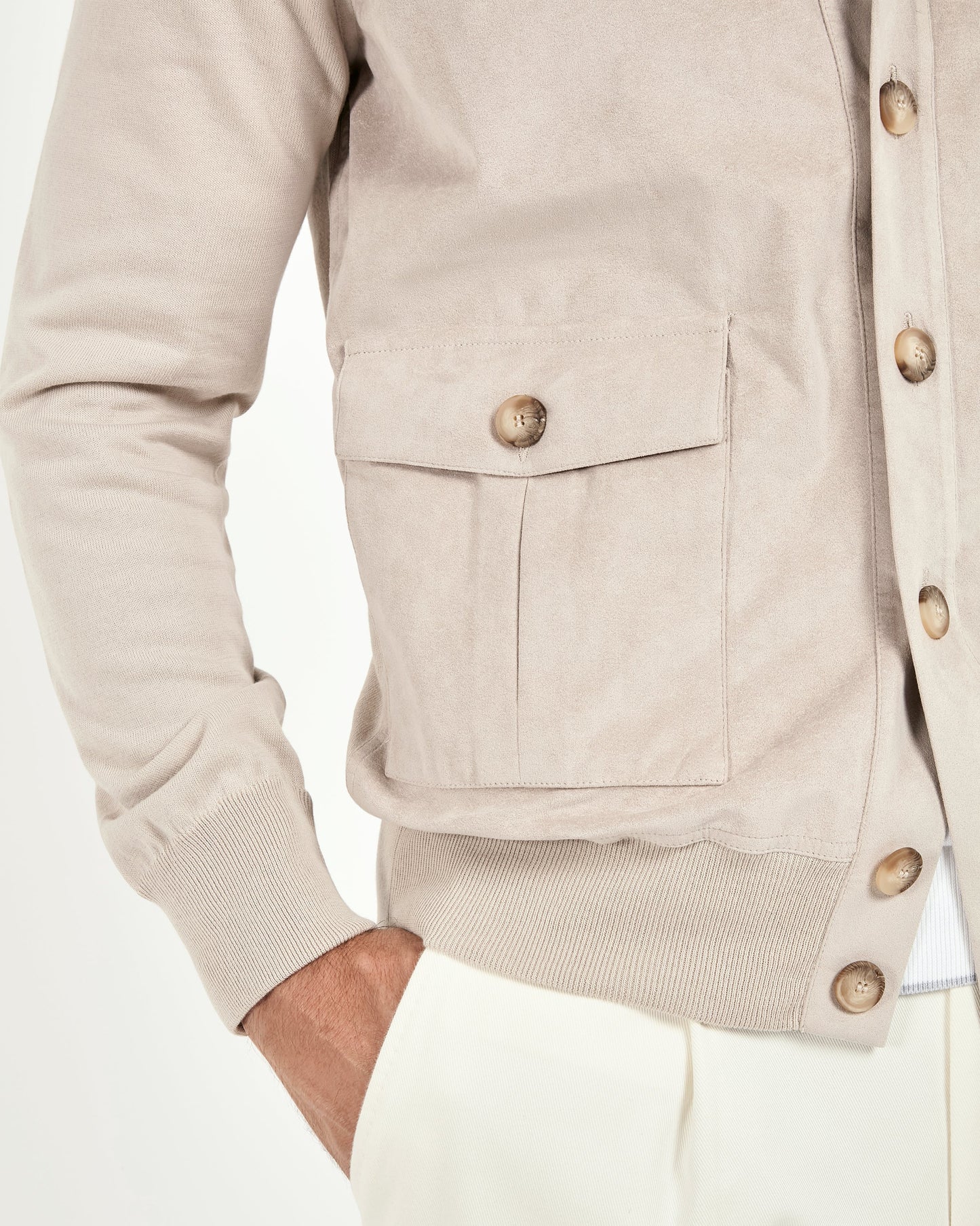Sand knit & alcantara bomber - Made in Italy