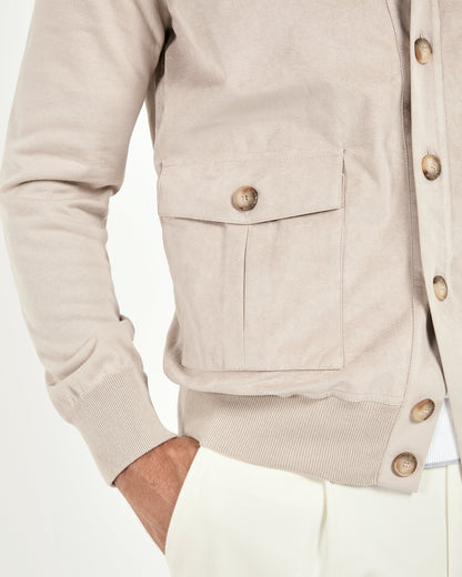 Sand knit & alcantara bomber - Made in Italy