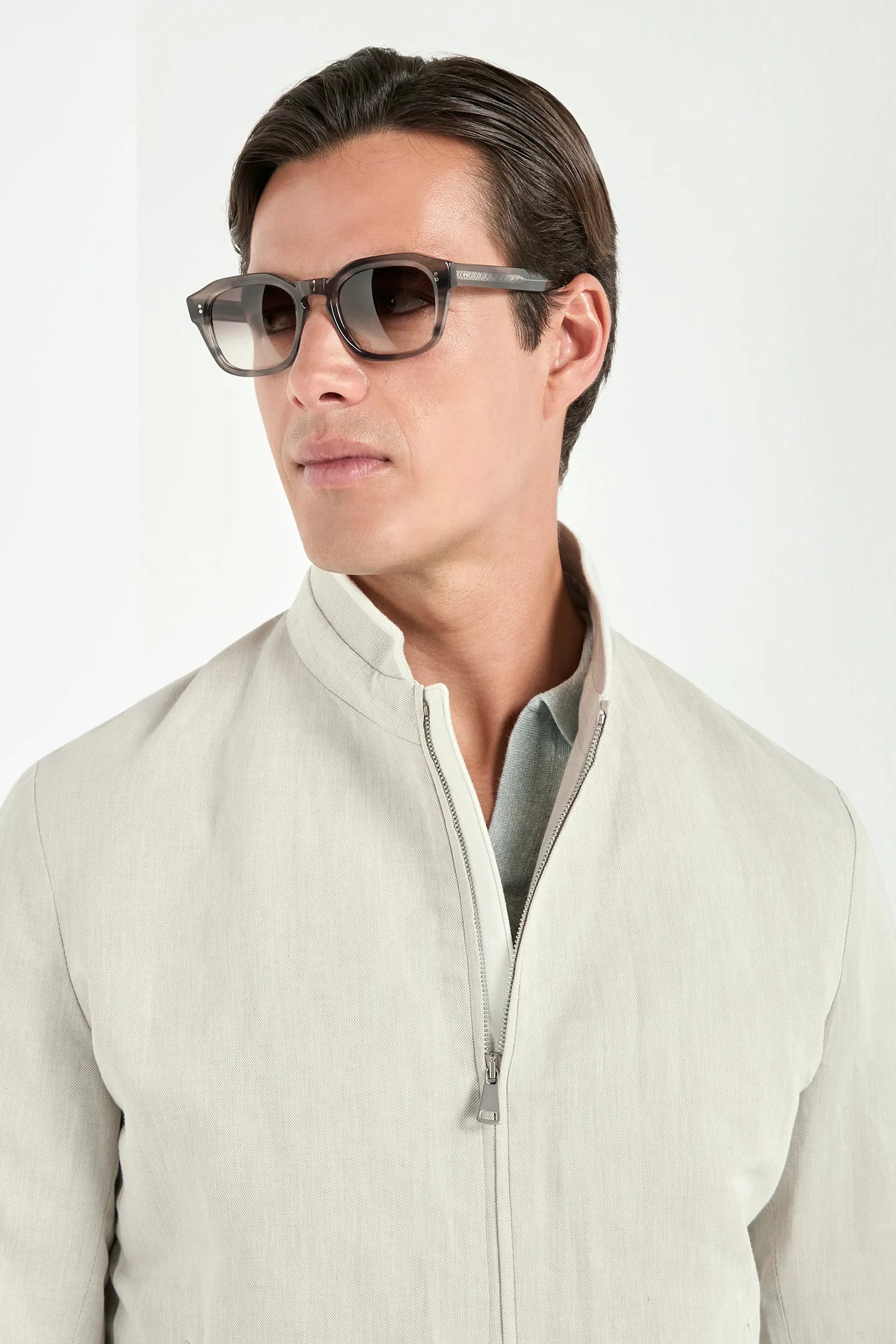 Sand linen and cotton bomber - Made in Italy