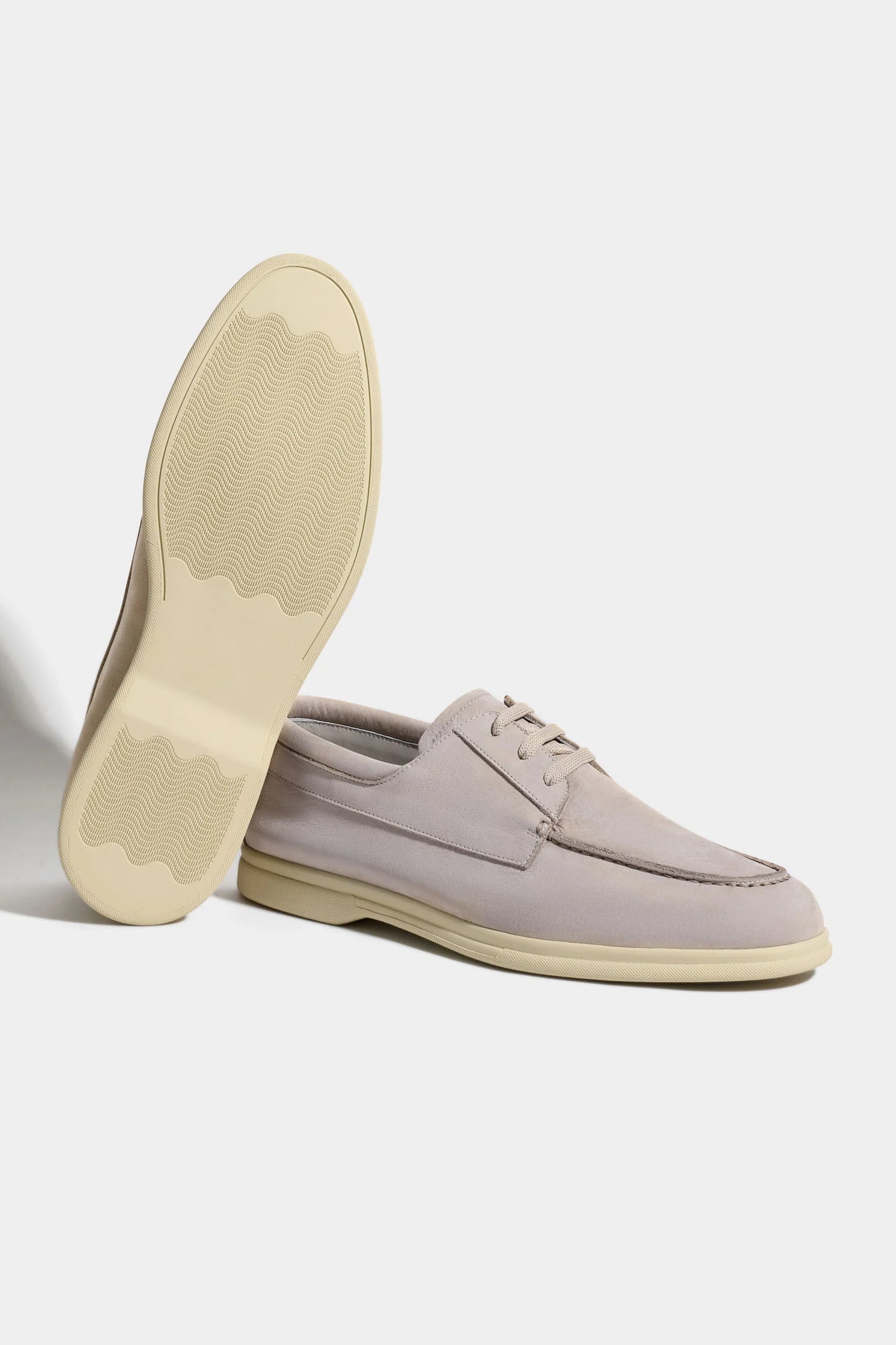 Sand nabuk boat loafers - Made in Italy