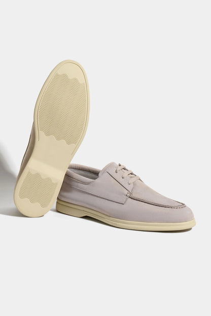 Sand nabuk boat loafers - Made in Italy