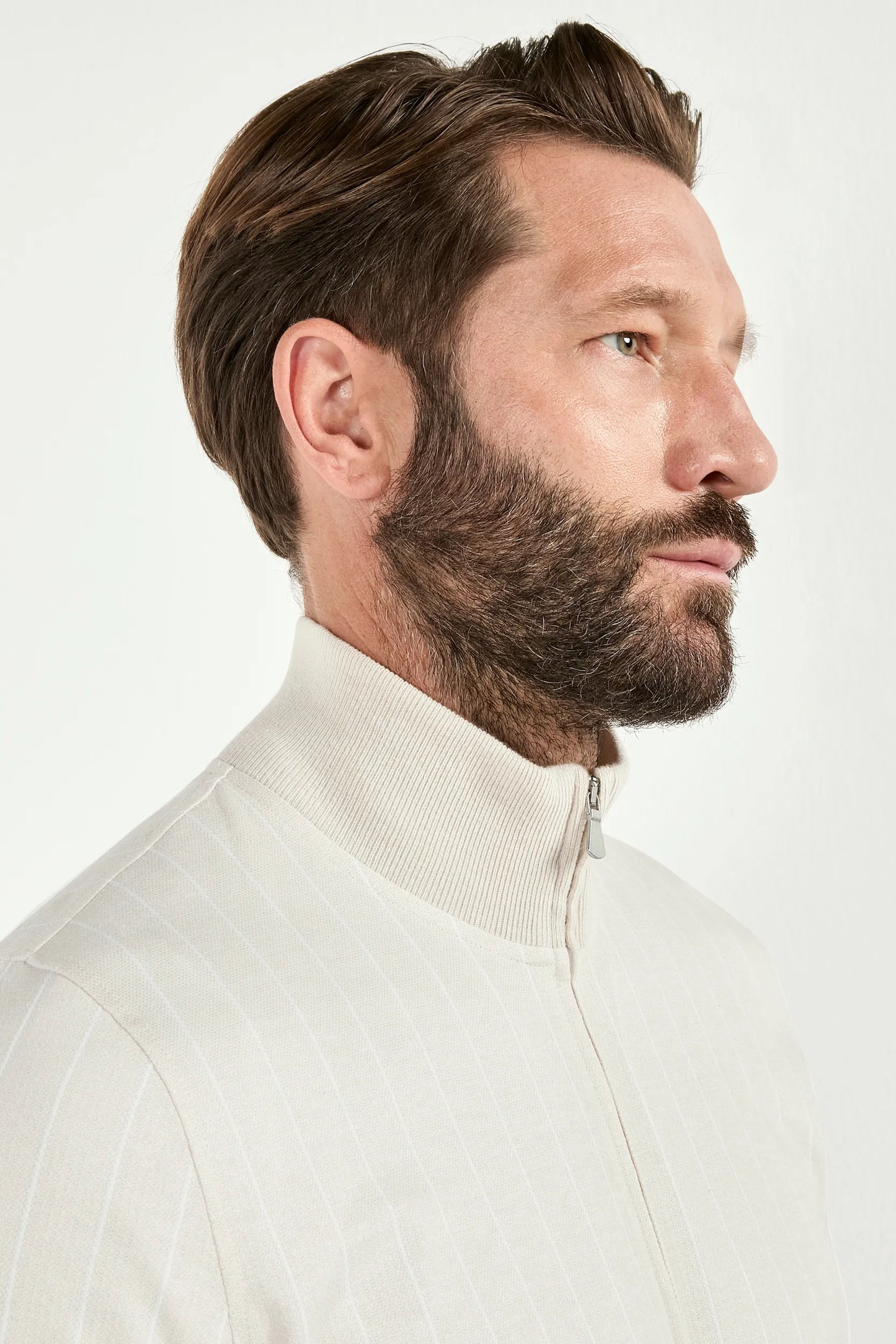 Sand striped jersey bomber - Made in Italy
