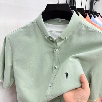 Camisa de Manga Curta 100% Algodão de Marca de Luxo com Bordado de Pônei, Nova Moda Casual para o Verão, Vestuário Masculino Paul