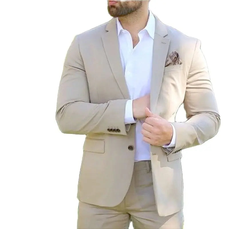 Italian Blazer Sets Luxury Beige Men Suits Classic Style 2 Pieces Business Men Office Wear Suits Sets Casual Party Tuxedos