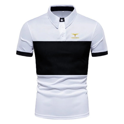 2025 New Men's Fashion Summer Stripe Printing Comfortable and Breathable Polo Shirt Outdoor Leisure Sportswear