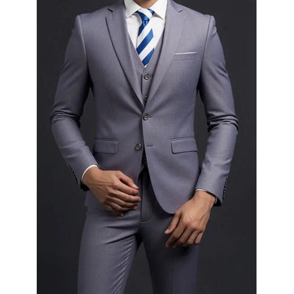 Terno (blazer + colete + calças) masculino elegante cavalheiro negócios estilo britânico cor sólida banquete anfitrião casual terno de casamento
