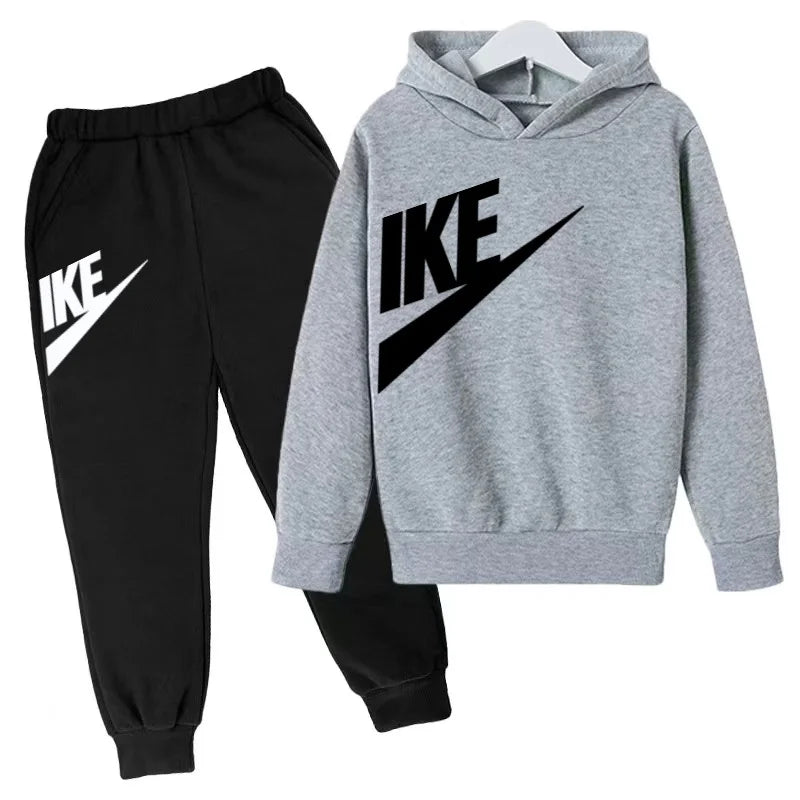 Conjunto de Moletom Infantil de Outono com Letras, Pulôver Esportivo para Crianças de 3 a 12 Anos, Casaco + Calças, Presente de Aniversário para Meninos e Meninas, Roupas de Lazer e Moda