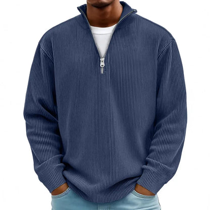Outono/inverno nova moda masculina versátil casual gola meia zíper design veludo manga comprida camisa polo moletom