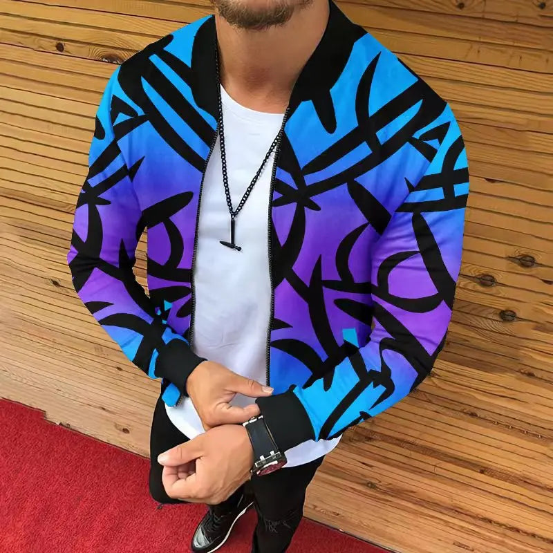 Jaqueta estampada com corte tridimensional masculina, moda casual, comércio exterior, outono e inverno , nova