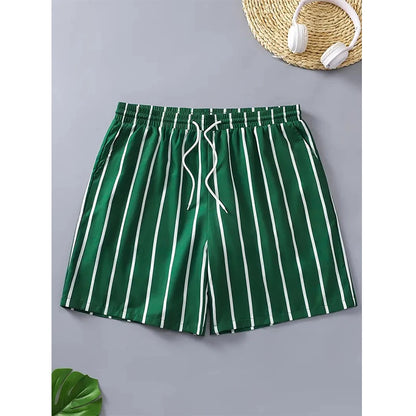 Listra 3d impresso board shorts casual masculino gráfico calças curtas verão havaiano respirável troncos de natação crianças solto shorts de gelo 2025