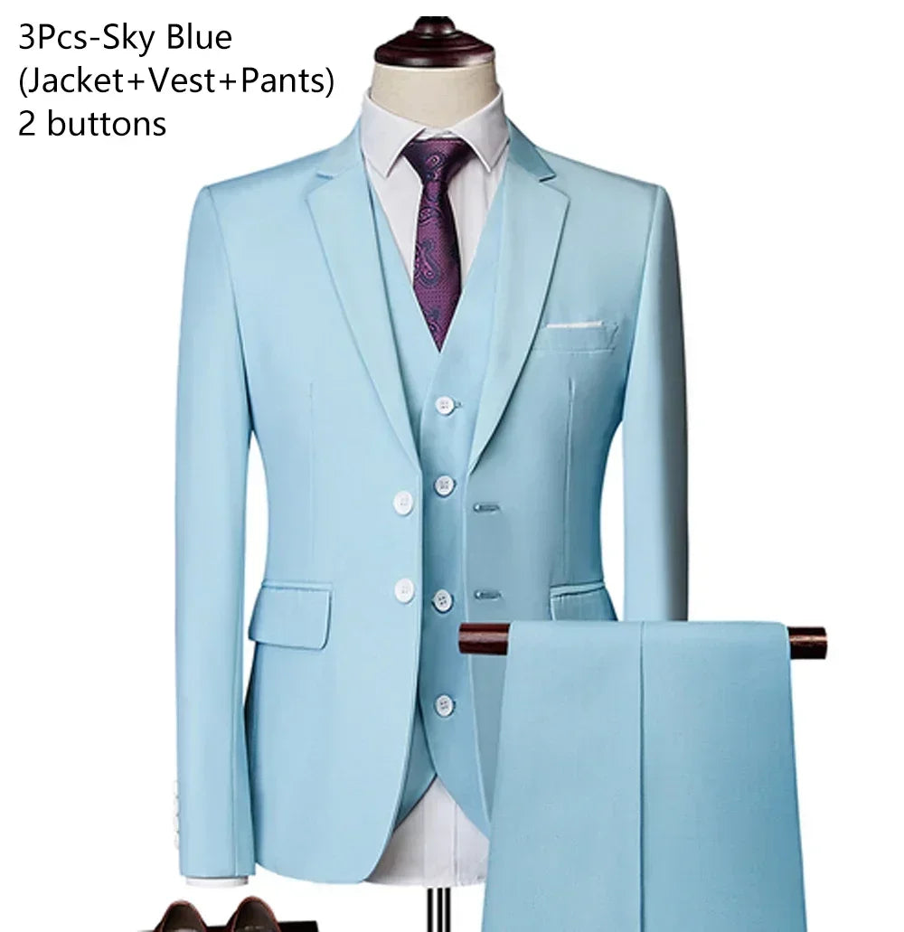 Ternos para homens elegante casamento 3 peças blazers outfit 2 conjunto jaquetas colete calças completo 2025 moda clássico negócios formal