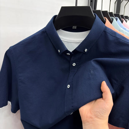 Camiseta masculina de manga curta 100% algodão puro respirável nova coleção de verão com bordado Paul Pony estilo casual para negócios