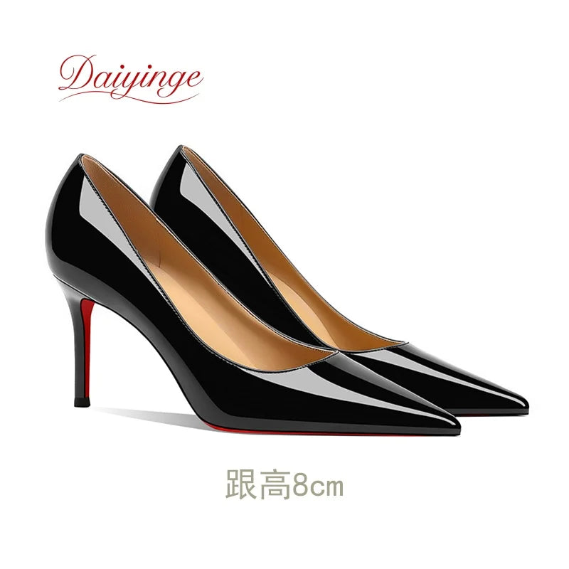 Sapatos femininos da tendência 2026: luxuosos, com sola vermelha, salto alto, bico fino, scarpin agulha de 12 cm, confortáveis para festas e casamentos.