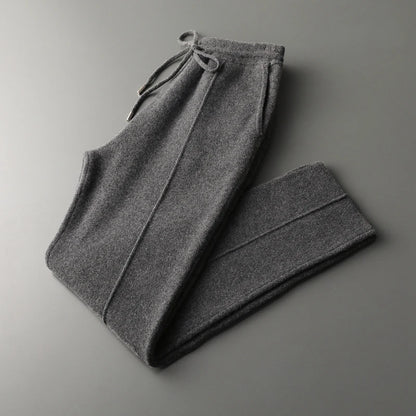Outono e inverno novo grosso lazer calças de caxemira calças de malha fina masculina 100% calças de lã pura para manter aquecido