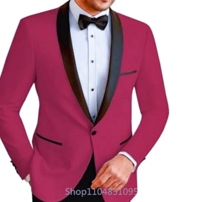 Casual sólido masculino blazer fino ajuste noivo terno de casamento jaqueta moda melhor homem jantar smoking casaco para negócios