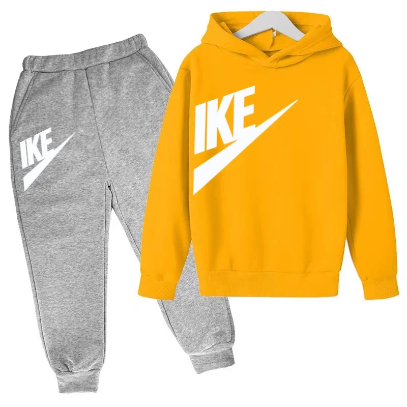 Conjunto de Moletom Infantil de Outono com Letras, Pulôver Esportivo para Crianças de 3 a 12 Anos, Casaco + Calças, Presente de Aniversário para Meninos e Meninas, Roupas de Lazer e Moda