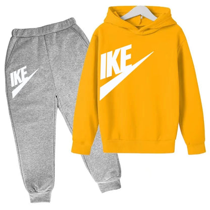 Conjunto de Moletom Infantil de Outono com Letras, Pulôver Esportivo para Crianças de 3 a 12 Anos, Casaco + Calças, Presente de Aniversário para Meninos e Meninas, Roupas de Lazer e Moda