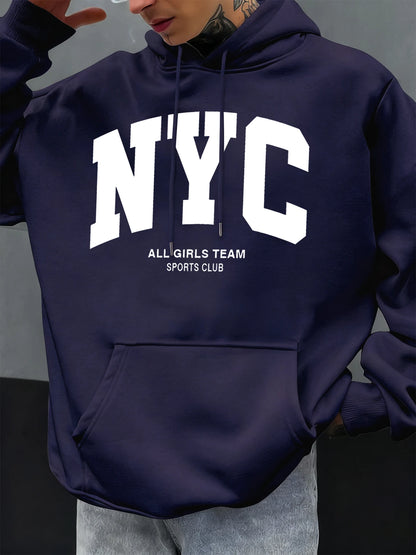 New York City Letter Eye-Catching Printed Man Hoodies Soft Casual Hoody Autumn Sportswear Fleece Hip Hop Tops Fashion Clothing