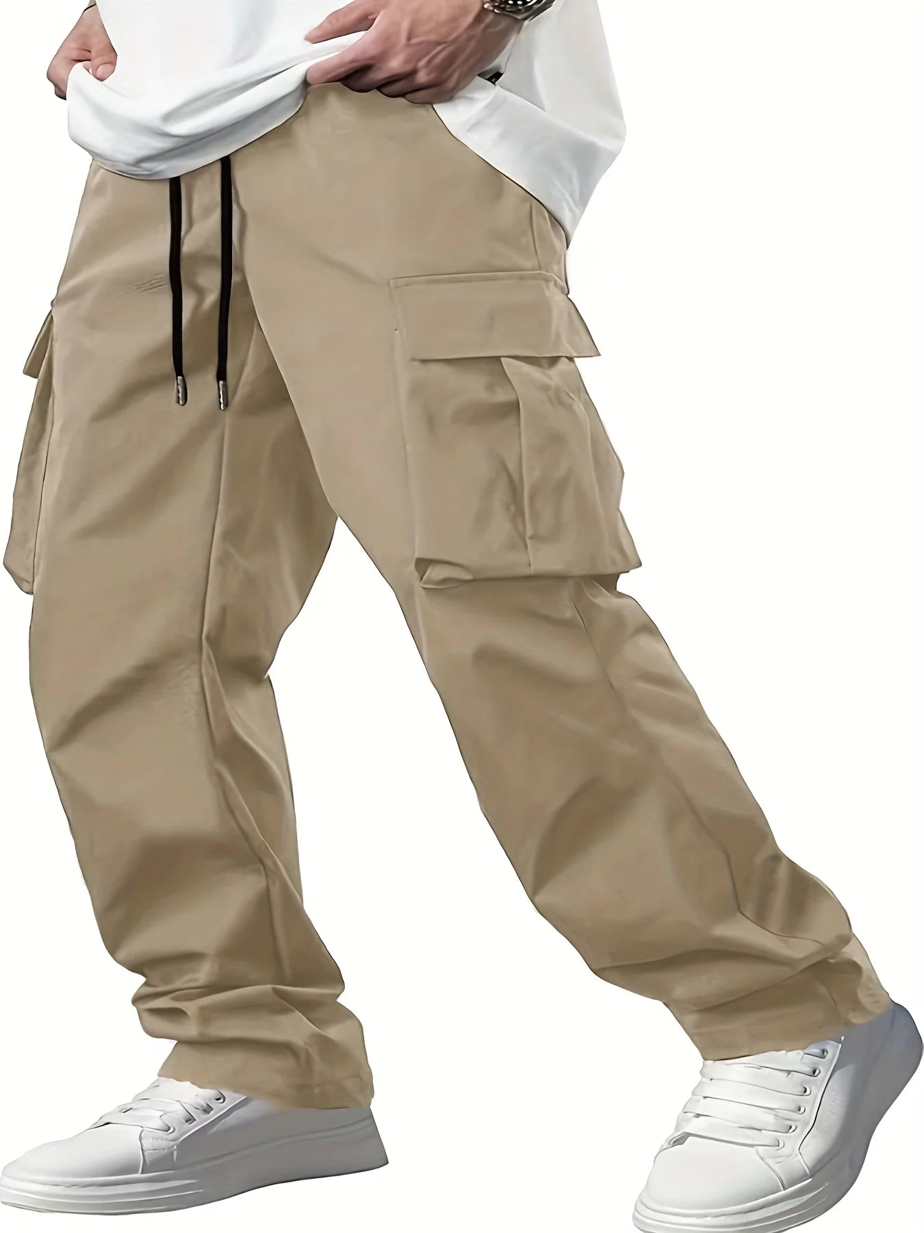 Calças de trabalho masculinas da nova coleção , calças casuais retas e folgadas para homens, estilo europeu e americano, calças de trabalho masculinas com bolsos.