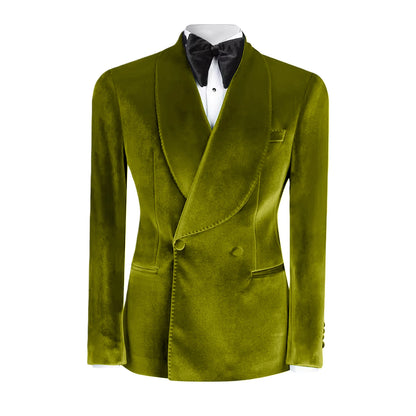 Ternos formais de veludo masculino, blazer duplo breasted, 1 peça, elegante, slim fit, roupas masculinas, casamento, negócios, casacos casuais