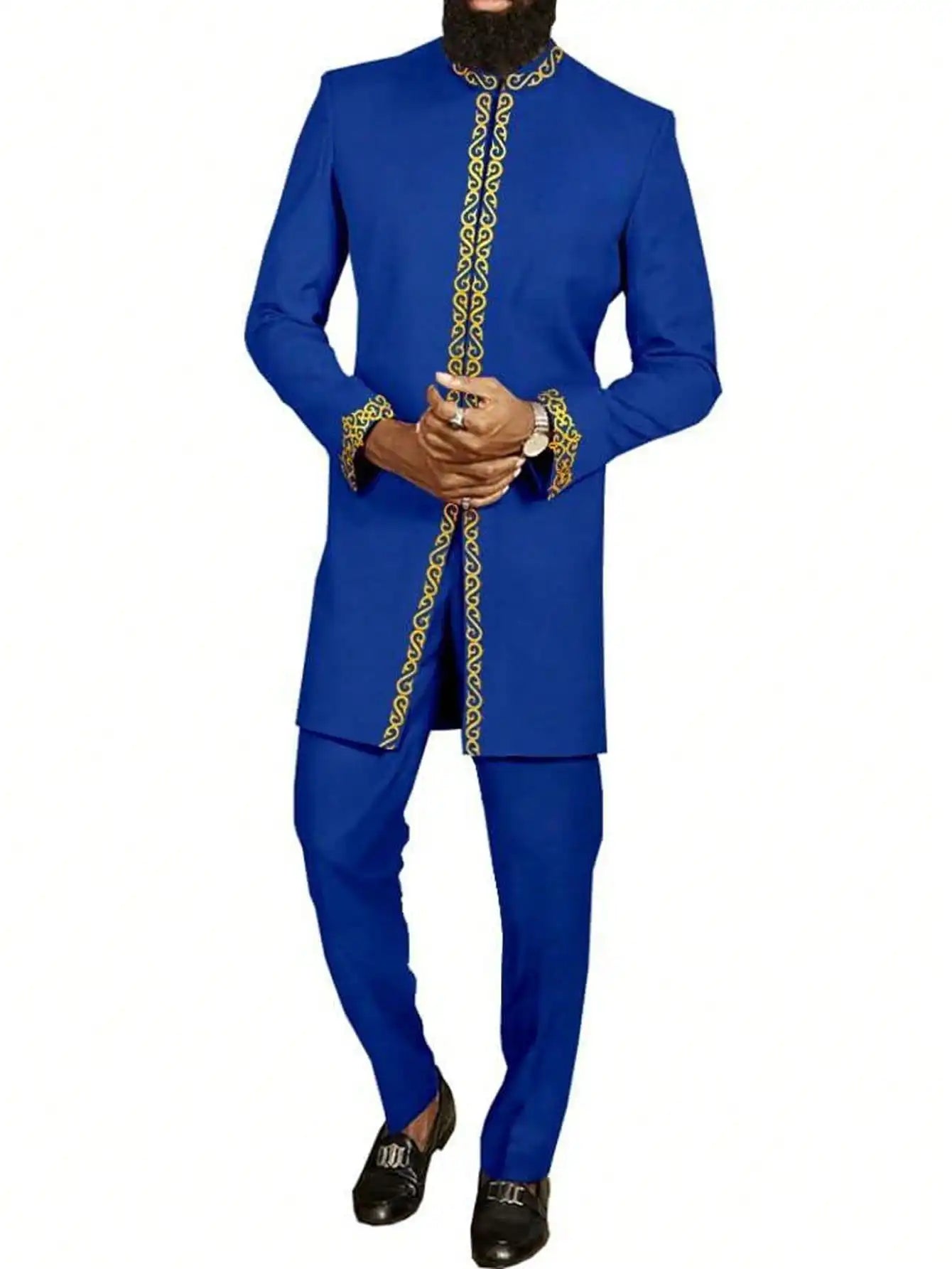 Novo Terno Masculino 2025, Bolso Branco, Conjunto de 2 Peças, Terno Casual de Luxo para Casamento, Estilo Tradicional Africano de Minorias Étnicas