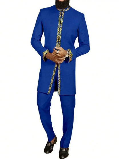 Novo Terno Masculino 2025, Bolso Branco, Conjunto de 2 Peças, Terno Casual de Luxo para Casamento, Estilo Tradicional Africano de Minorias Étnicas