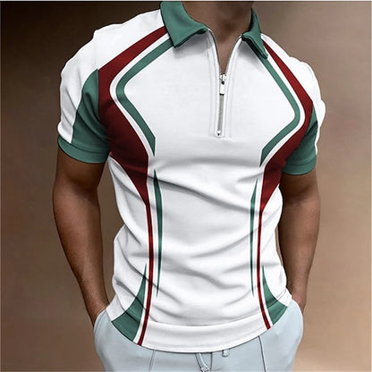 Camisa polo masculina listras manga curta camiseta masculina respirável topos negócios turn down collar streetwear marca de luxo alta qualidade