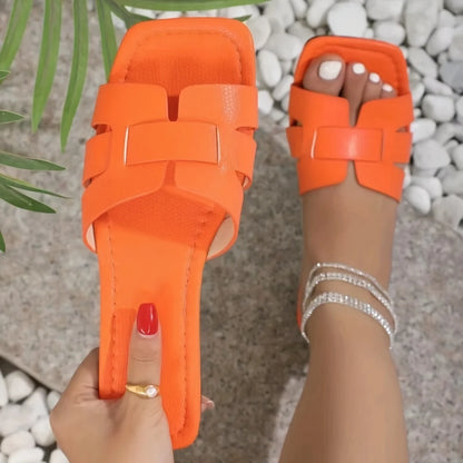 Sandálias femininas plus size, modernas, de malha, com sola plana, casuais, para casais, ideais para praia, confortáveis e perfeitas para o verão.