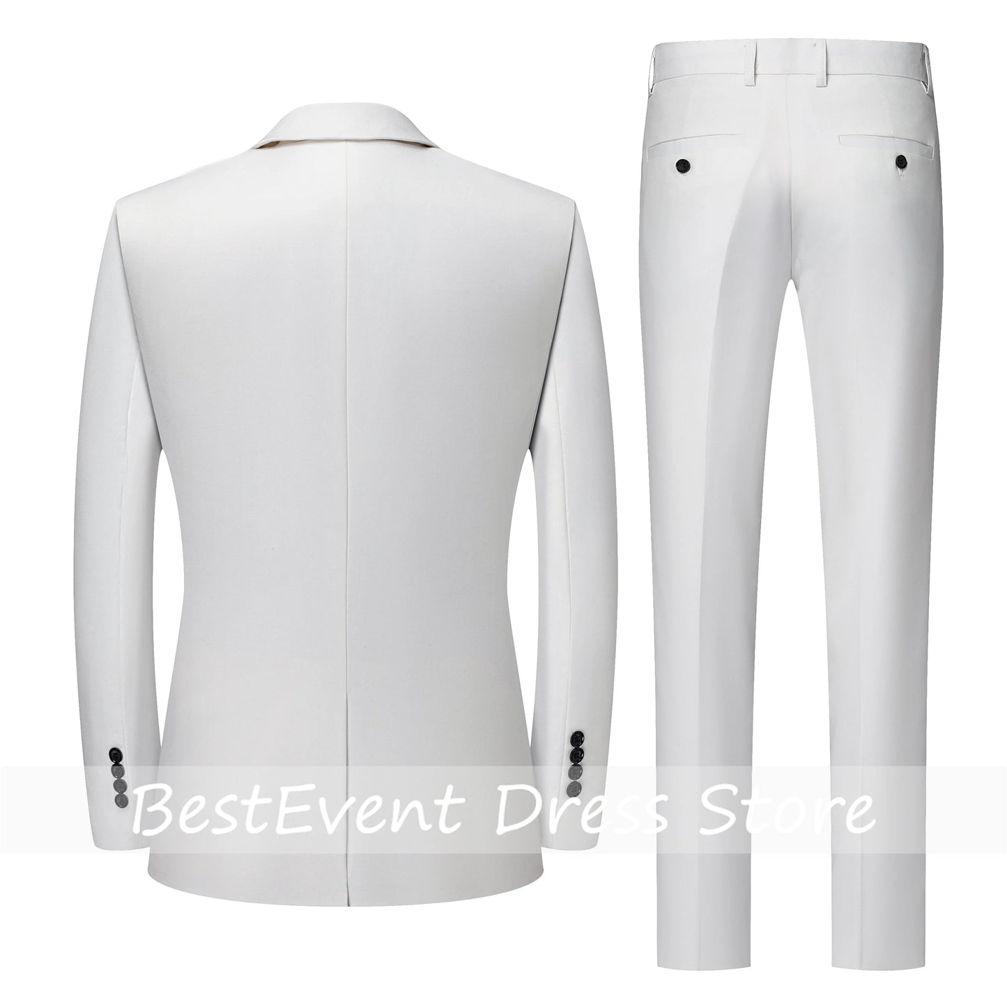Terno Masculino Branco de Alta Qualidade, Duas Peças, para Todas as Estações, Roupa Formal de Negócios, Terno de Lã Antirrugas, Personalizado para o Trabalho
