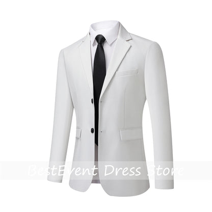 Terno Masculino Branco de Alta Qualidade, Duas Peças, para Todas as Estações, Roupa Formal de Negócios, Terno de Lã Antirrugas, Personalizado para o Trabalho